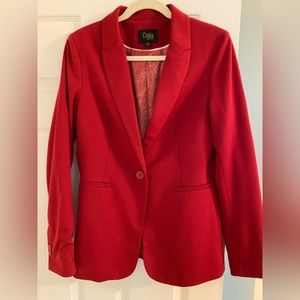 Red polyester rayon blend blazer